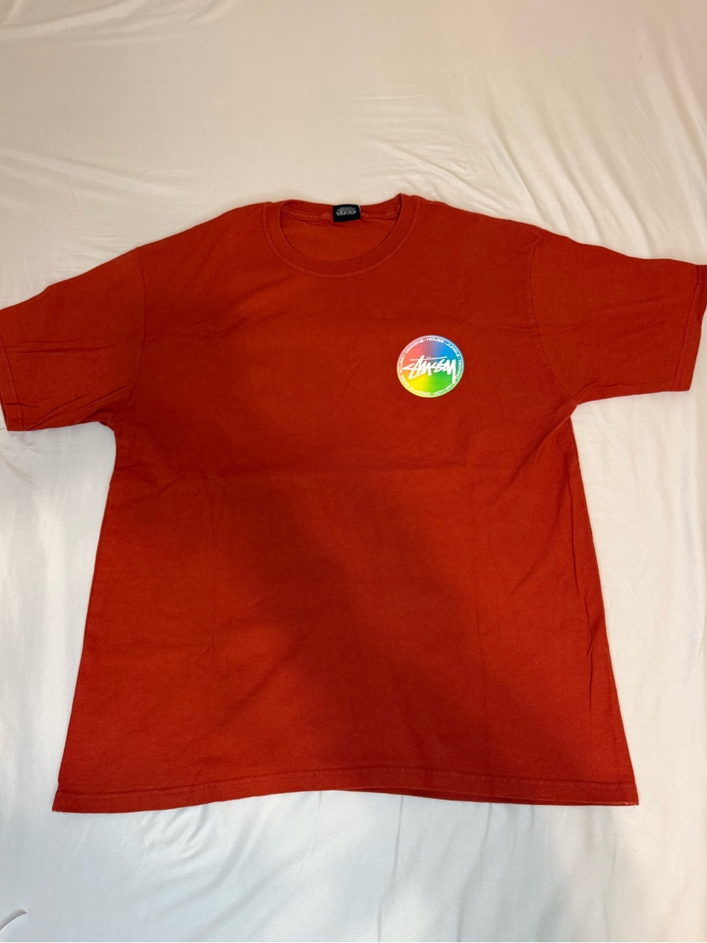 Stussy Designs House Jungle Techno Music Graphic Tee Rust Orange Size L